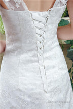 Mermaid Lace Sleeveless V-Neck Chapel Train Wedding Gowns