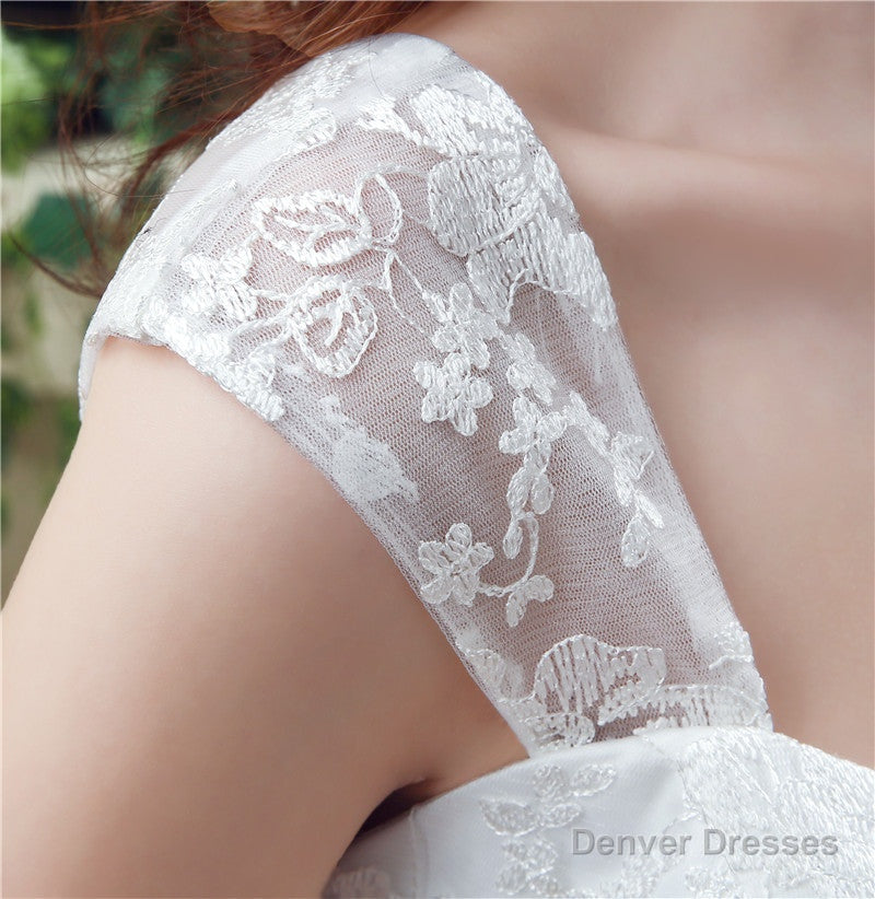 Mermaid Lace Sleeveless V-Neck Chapel Train Wedding Gowns