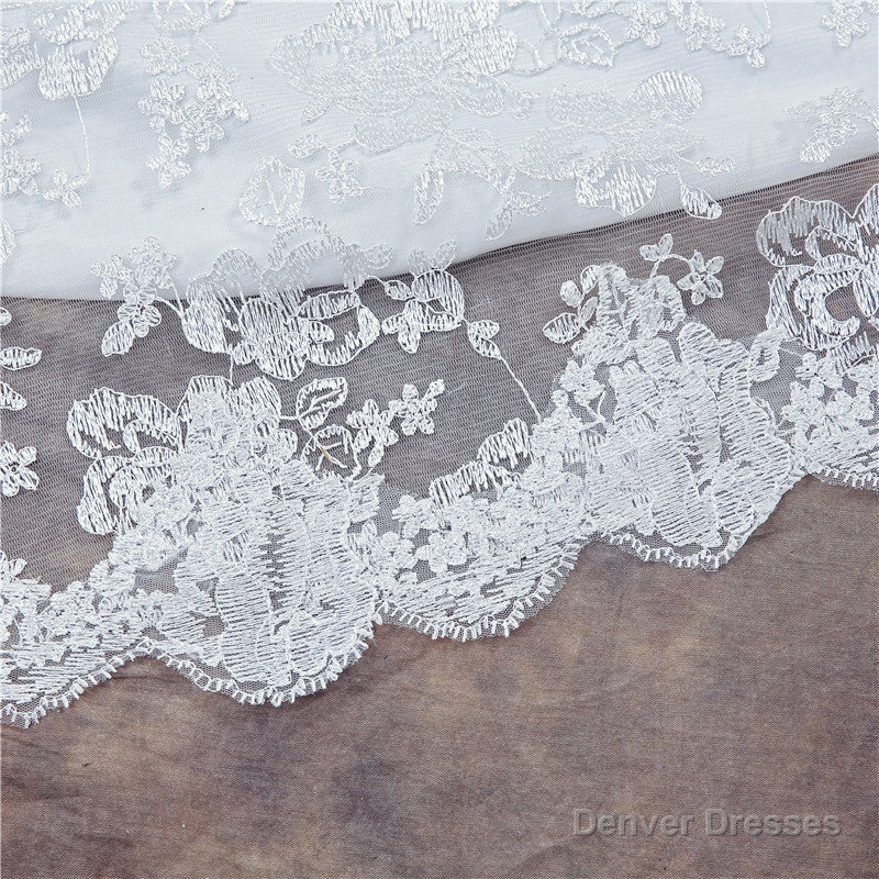 Mermaid Lace Sleeveless V-Neck Chapel Train Wedding Gowns