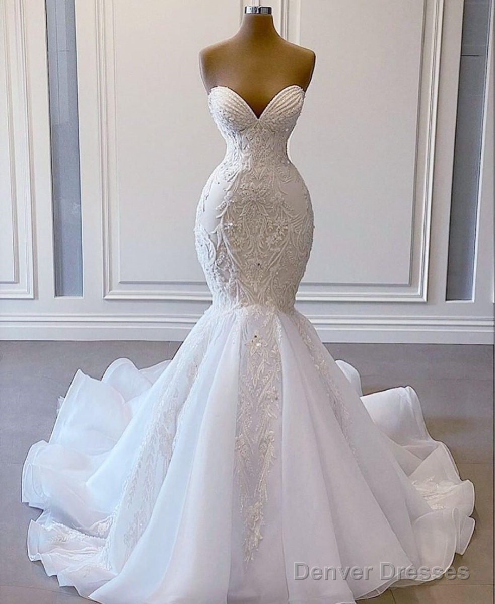 Mermaid Long Prom Dress With Lace Wedding Dress