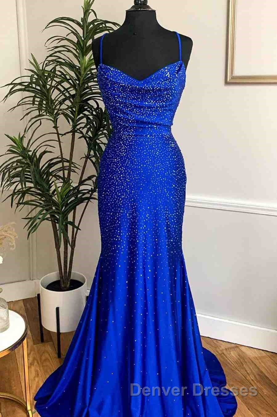 Mermaid Long Red Prom Dress with Rhinestones,Royal Blue Bodycon Dress Secondary image