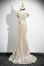 Mermaid Off The Shoulder Floor Length Prom Dress, Shiny Champagne Evening Party Dress
