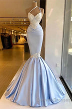 Mermaid One Shoulder Satin Beaded Long Prom Dress Sequin Appliqu Evening Dress