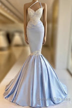 Mermaid One Shoulder Satin Beaded Long Prom Dress Sequin Appliqu Evening Dress