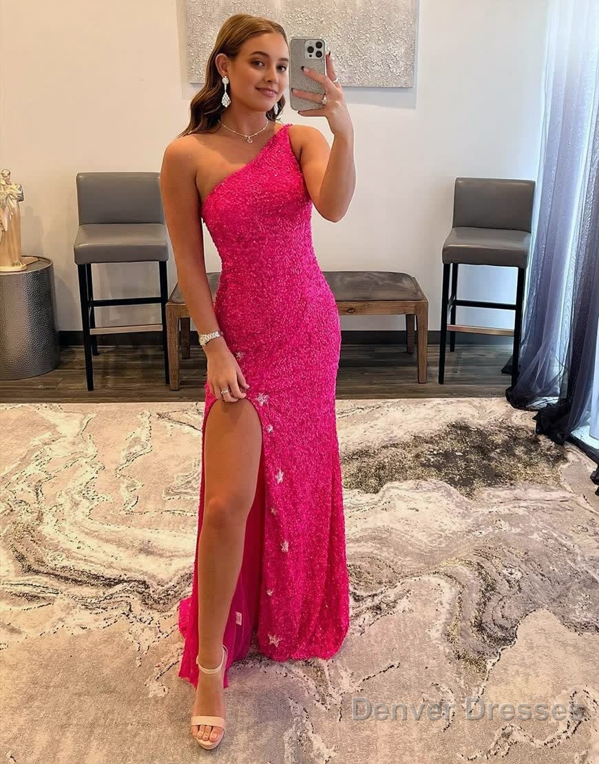 Mermaid One Shoulder Sequins Prom Dress with Stars Main image