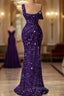 Mermaid One Shoulder Slit Sequin Prom Dress