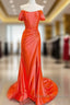 Mermaid Orange Off The Shoulder Dress