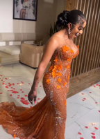 Mermaid Orange Prom Dress Sleeveless 17Th Birthday Outfits
