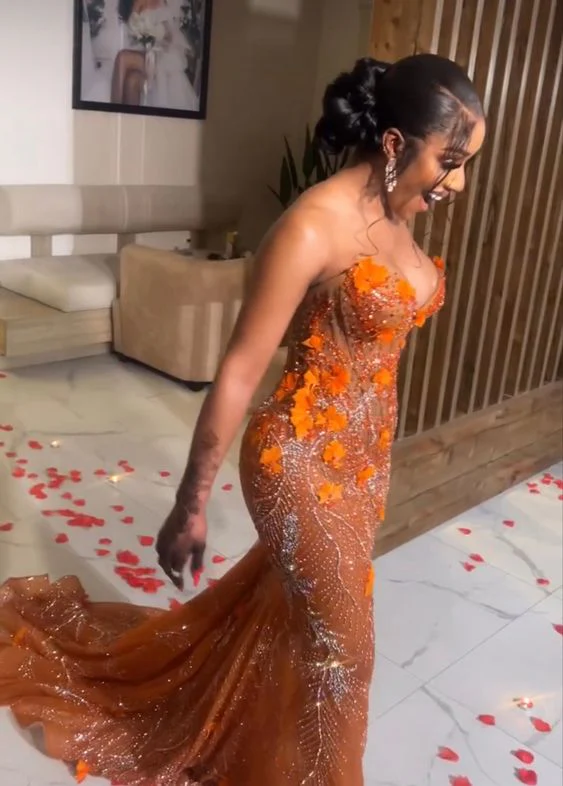 Mermaid Orange Prom Dress Sleeveless 17Th Birthday Outfits