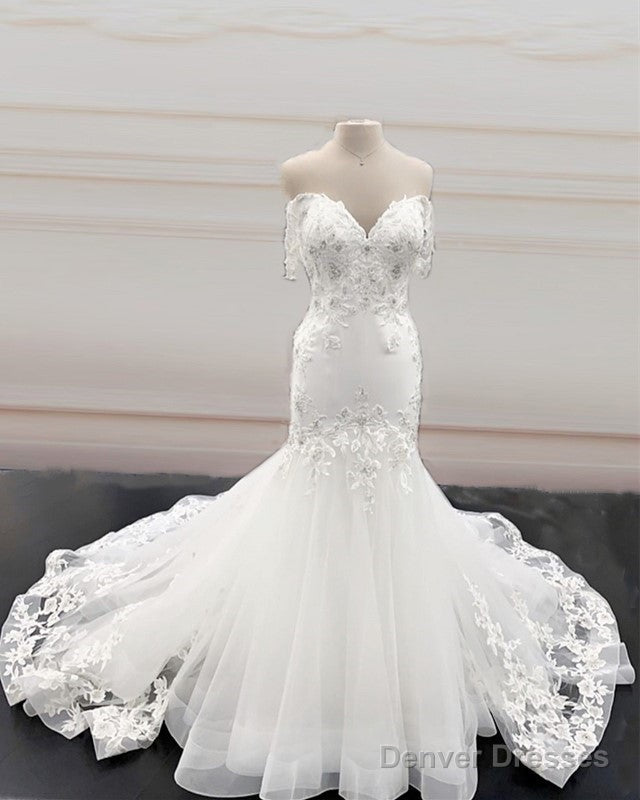 Mermaid Organza Wedding Dress Ruffles Off Shoulder Embroidery Secondary image
