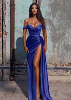 Mermaid Prom Dress Satin Long Fromal Dress with Split