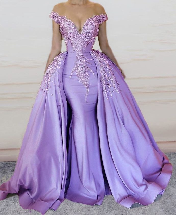 Mermaid Prom Dress Long V Neck Evening Gown Beaded Main image