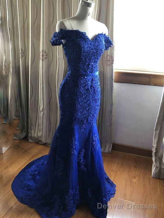 Mermaid Royal Blue Lace Prom Dress Main image