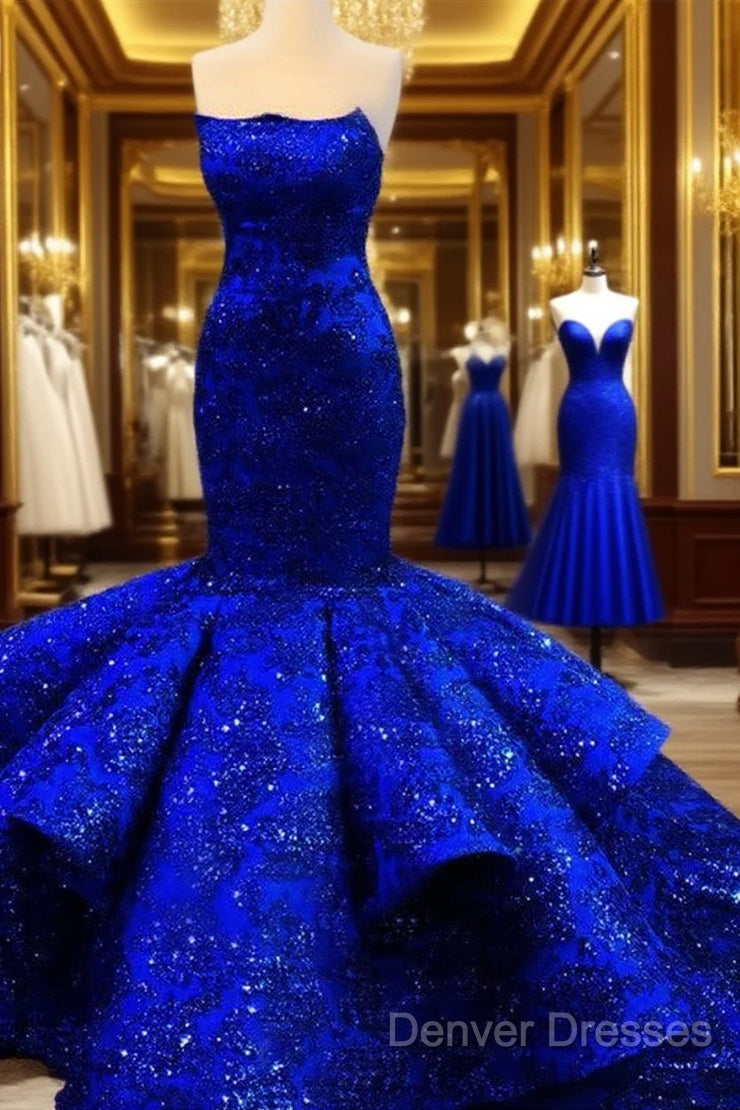 Mermaid Ruffles Strapless Sequins Pattern Dress Main image