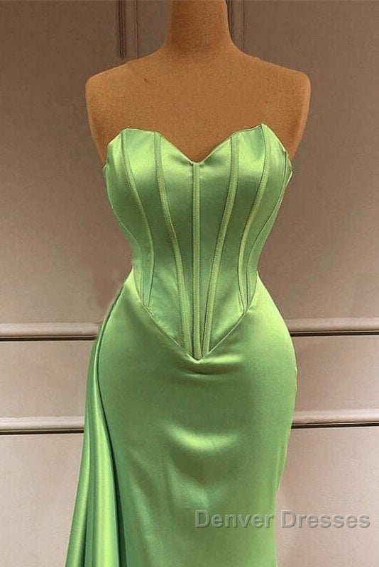 Mermaid Sage Green Corset Satin Prom Dress