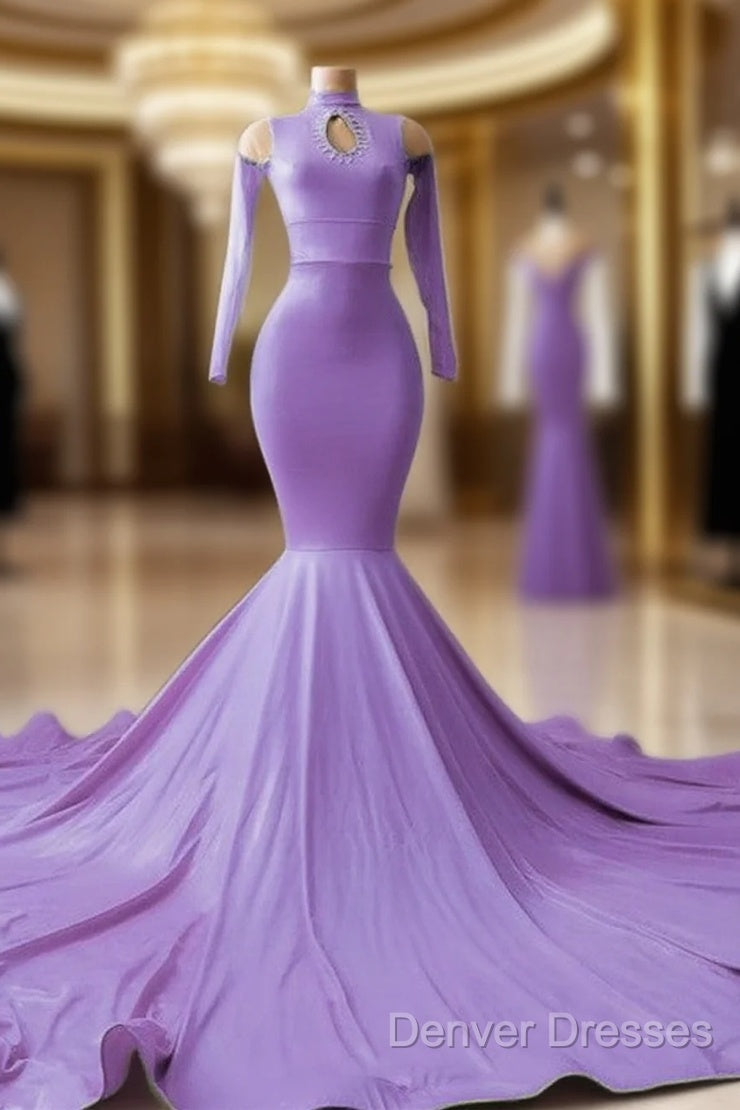 Mermaid Satin Cold Shoulder Prom Dress Main image