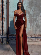Mermaid Satin Long Prom Dress with Slit