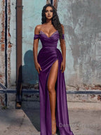 Mermaid Satin Long Prom Dress with Slit