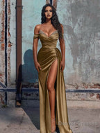 Mermaid Satin Long Prom Dress with Slit