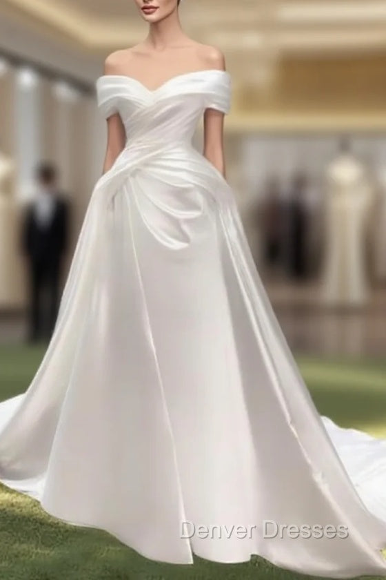Mermaid Satin Off The Shoulder Wedding Dress Main image
