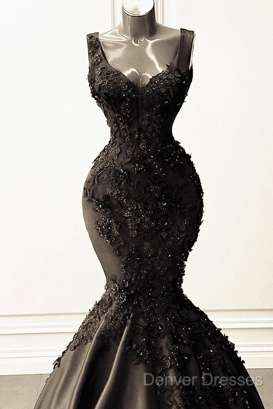 Mermaid Satin Spaghetti Straps Dress With 3D Flowers