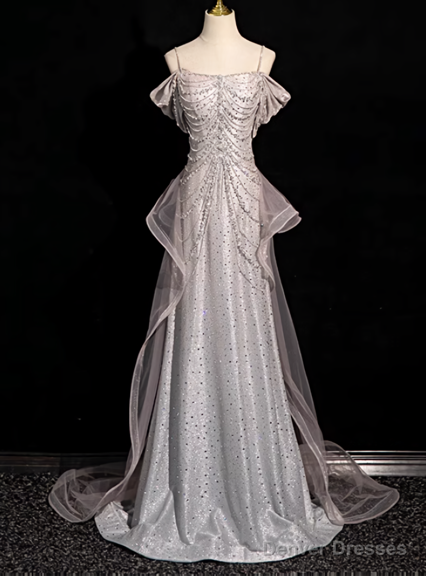 Mermaid Sequins Beading Prom Dress With Detachable Train Main image