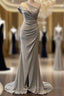 Mermaid Silver Glitter Dress One Shoulder Split