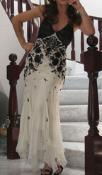 Mermaid Spaghetti Strap Chiffon Applique Long Prom Dress Temperament Party Dress