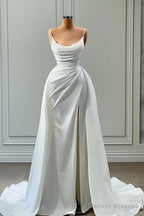 Mermaid Spaghetti strap Floor-length Sleeveless High Split With Side Train Prom Dress