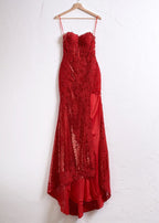 Mermaid Spaghetti Straps Appliques Prom Dress