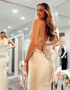 Mermaid Spaghetti Straps Satin Prom Dress