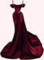 Mermaid Spaghetti Straps Wine Red Long Prom Dress