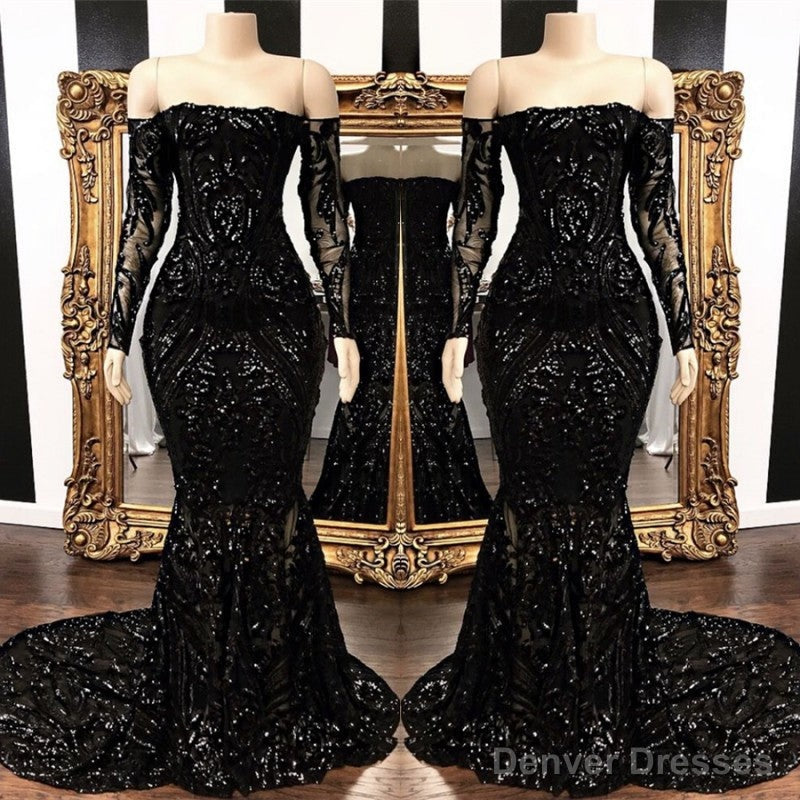 Mermaid Strapless Court Length Long Sleeve Beaded Paillette Embroidery Prom Dress Secondary image