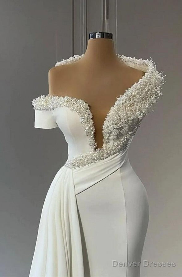 Mermaid Strapless Floor-length Sleeveless Beaded With Side Train Prom Dress Secondary image