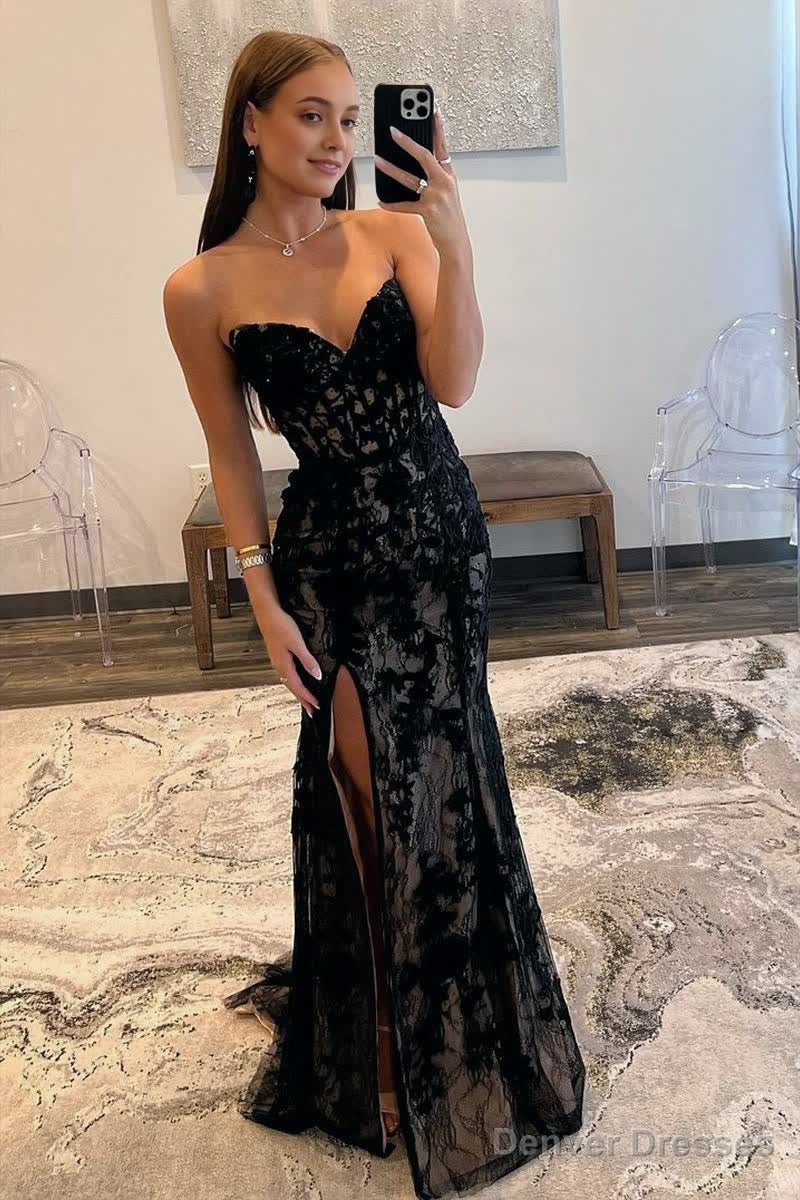 Mermaid Strapless Lace Prom Dress with Slit Secondary image