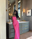 Mermaid Strapless Pink Slit Birthday Dress 21th Birthday Outfits