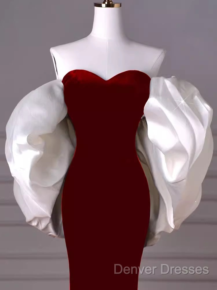 Mermaid Strapless Red Prom Dress Long Party Dress Secondary image