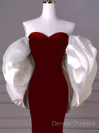 Mermaid Strapless Red Prom Dress Long Party Dress