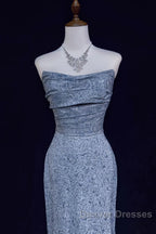 Mermaid Strapless Sequined Long Prom Dress Elegant Formal Evening Dress