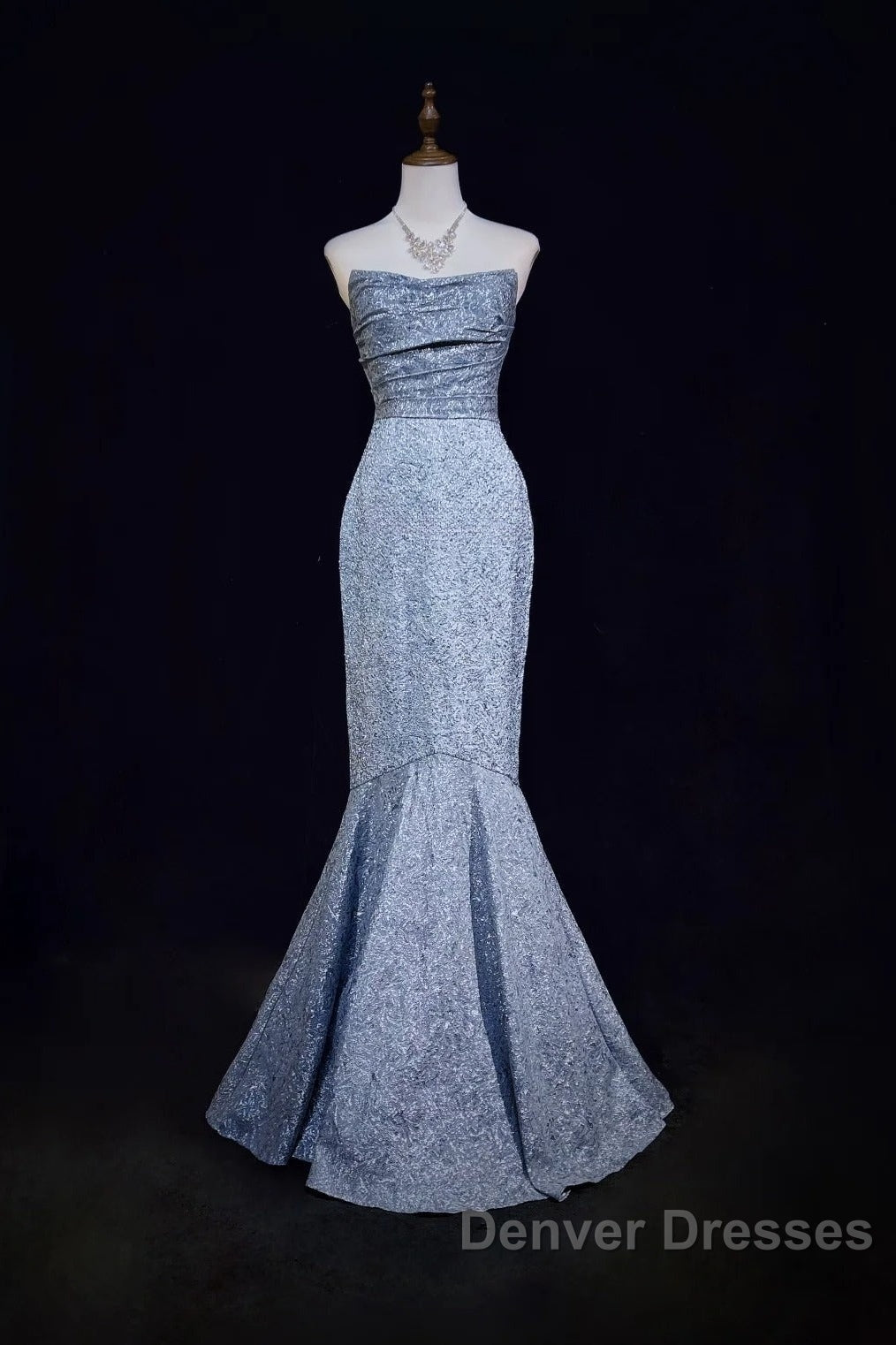 Mermaid Strapless Sequined Long Prom Dress Elegant Formal Evening Dress