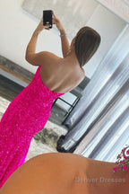 Mermaid Strapless Sequins Long Prom Dress with Slit