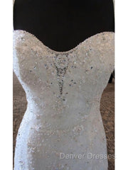 Mermaid Straps Beading Court Train Tulle Wedding Dress