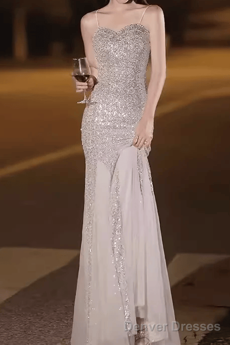 Mermaid Straps Sequin Party Dress Long Prom Dress Main image