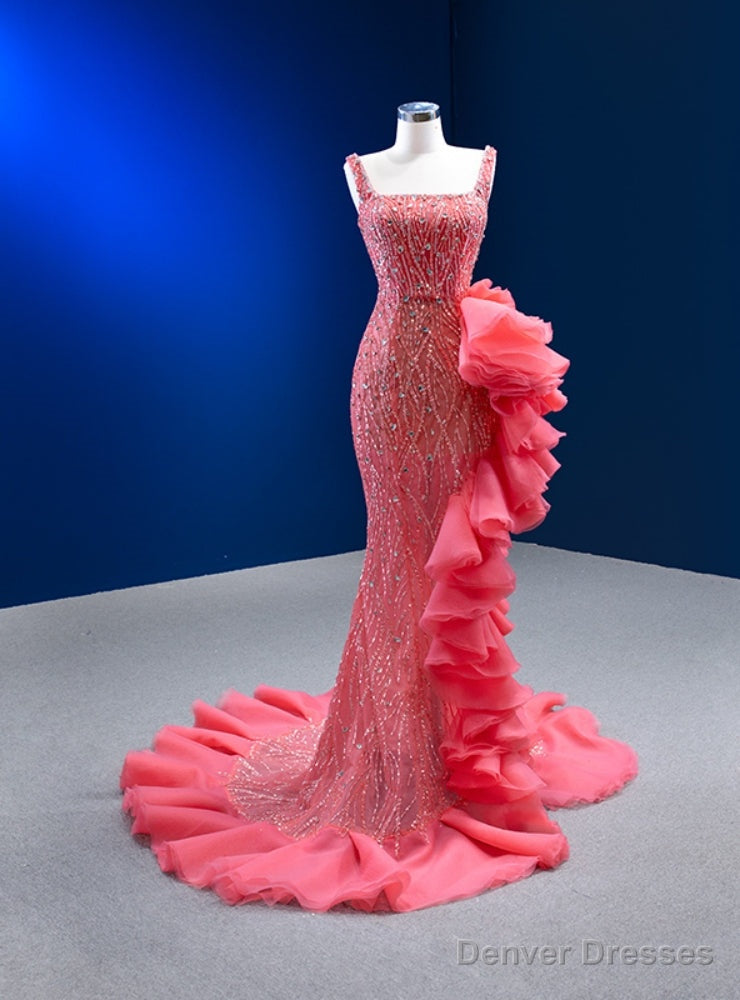 Mermaid Straps Sequins Crystal Prom Dres Main image