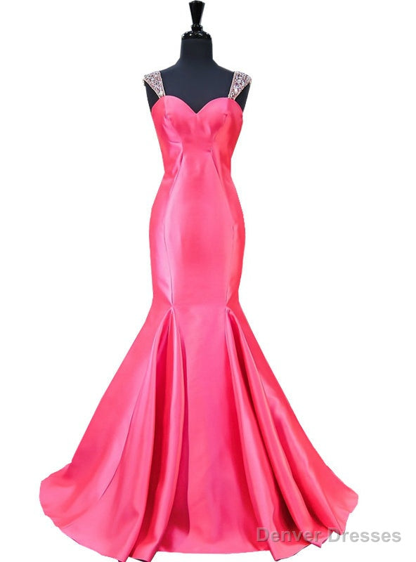 Mermaid Sweetheart Beaded Crystals Backless Hot Pink Prom Dress Main image