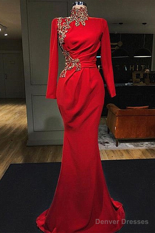 Mermaid Sweetheart Floor-length Appliques High Split Long Sleeve Prom Dress Main image