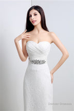 Mermaid Sweetheart Lace Rhinestone Long Wedding Dresses