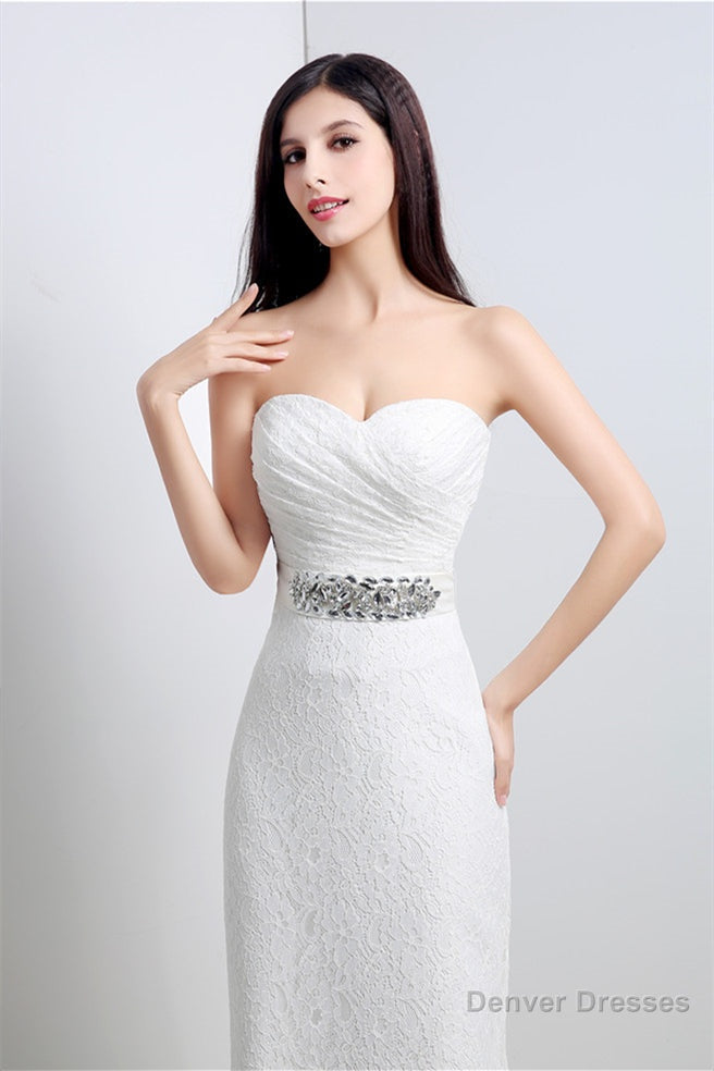 Mermaid Sweetheart Lace Rhinestone Long Wedding Dresses