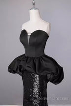 Mermaid Sweetheart Long Black Sequin Prom Dress