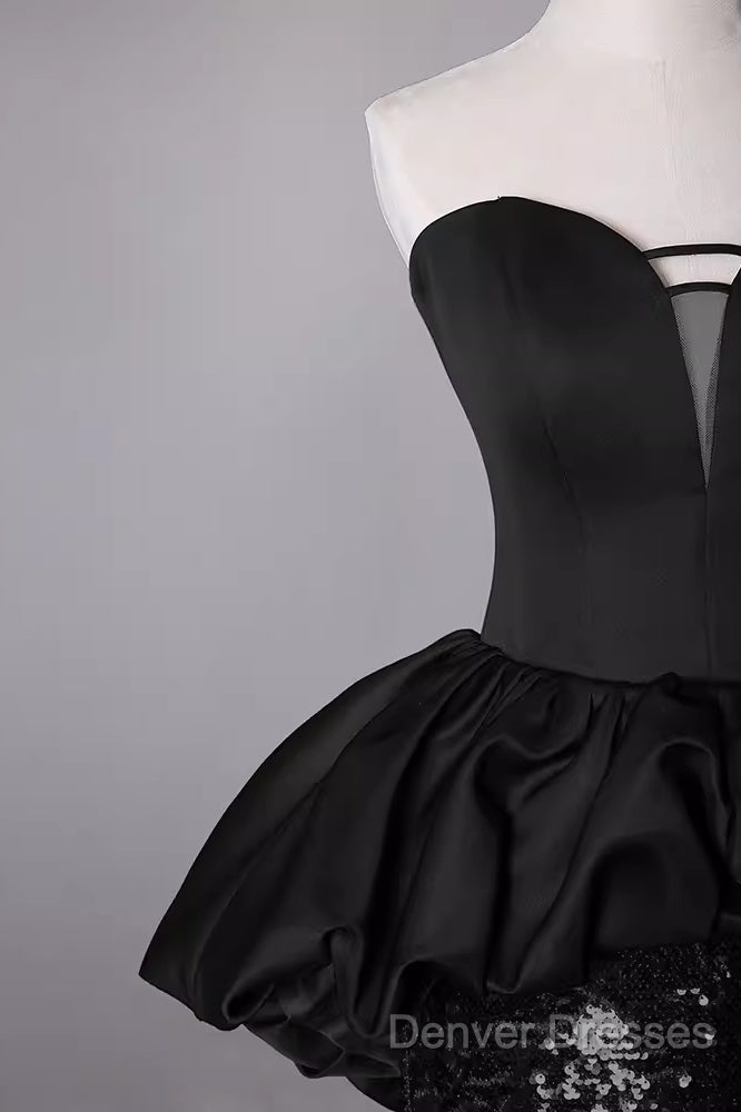 Mermaid Sweetheart Long Black Sequin Prom Dress